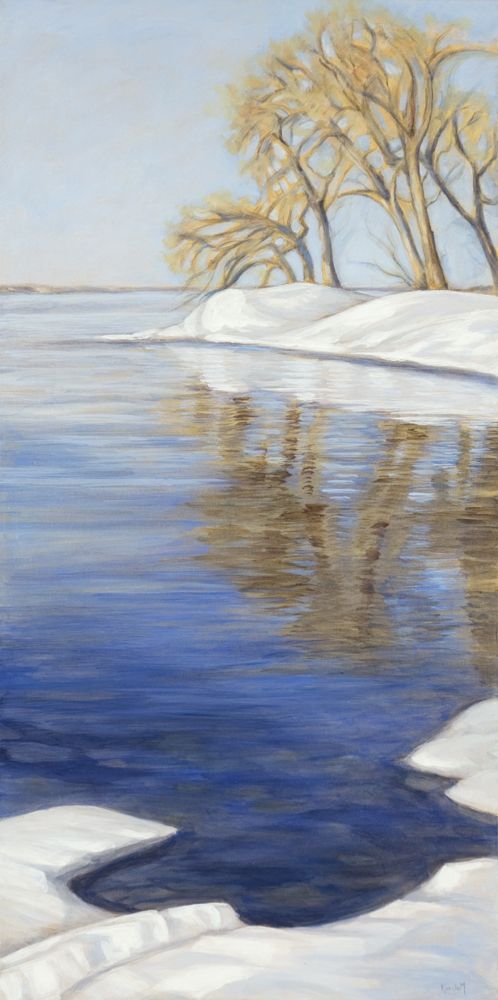 Spring Ice, acrylic on canvas, 18 x 36 in, 46 x 91 cm, framed, $1900