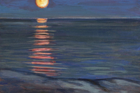 Clair de lune, acrylic on birch panel, 10 x 10 in, 25 x 25 cm, framed, $450