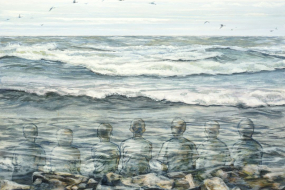 All is One,  acrylic on birch panel 40 x 48 in, 102 x 122 cm, framed, $4800