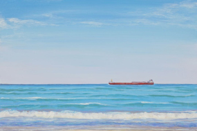 Laker, acrylic on birch panel, 11 x 14 in, 28 x 30 cm, framed, $650