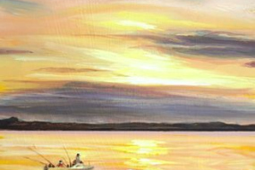 On the Bay of Quinte, acrylic on masonite, 36 x 12 in, 91 x 30 cm, framed, $1300