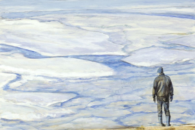 When the Ice Breaks, acrylic on claybord, 16 x 20 in, 41 x 51 cm, framed, $950