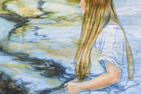 Whispering Waters, acrylic on birch panel, 48 x 24 in, 122 x 61 cm, framed, $3100